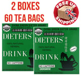 2 BOXES OF Dieters' Drink Natural Herbal Weight Loss 60 Tea Bags Caffeine Free