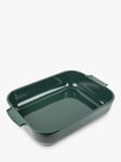 Peugeot Stoneware Rectangular Tart Dish, 30cm, Forest Green