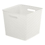 Curver My Style Deep Box Square Storage Basket Handle Plastic Cream 196862 18 Lt