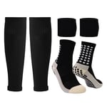 The Grip Soccer Socks, Soccer Socks Men, Anti Slip Soccer Socks, Non Slip Football Grip Socks, Sleeves, Shin Guard Straps, Black, One size