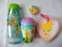 Disney Fairies TINKERBELL - 4pc Set - Bath&Shower Wash, Sponge, Wipes, Facecloth