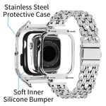 Skal + Metallarmband Rhinestone Apple Watch 41mm Series 8 silver