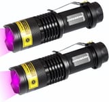 UV Lampe de poche lumière noire 395nm LED Blacklight pour animal domestique d'urine détecteur Portable Mini pour chien chat à sec taches punaises de lit Ultraviolet Flashlights lumières, noir 2 pack