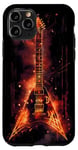 Coque pour iPhone 11 Pro Groupe de guitare électrique, conception nordique de flammes