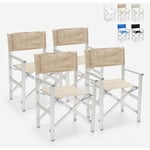Beach And Garden Design - 4 chaises de plage pliables portables textilène aluminium Regista Gold Couleur: Beige