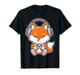 Gaming Cute Kawaii Fox with Headphones Gamer Videogame Boys T-Shirt