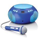 MINI CHAINE HIFI RADIO/LECTEUR CD PORTABLE AVEC. MIC BLEU