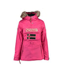 Geographical Norway, Parka Passe-tête pour Femme, Capuche avec Fourrure synthétique détachable, Modèle Bridget, Fuschia, XL,Taille 4