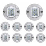 10 st Marine Navigationsljus 4 LED Bakljus 12V Vattentäta Säkerhetsljus——Vit