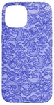 Coque pour iPhone 15 Dentelle bleue vintage avec fleurs