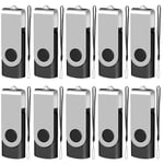 10 Pack USB Memory Sticks 512MB EASTBULL USB 2.0 Flash Drives Pen Drive Photo Memory Stick Swivel Design Fold Storage (Black With Lanyard)