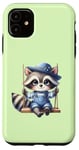 Coque pour iPhone 11 Adorable raton laveur sur balançoire pour enfants