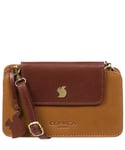 Conkca London Womens 'Little Wonder' Dark Tan & Conker Brown Leather Cross Body Clutch Bag - One Size