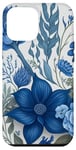 Coque pour iPhone 12 Pro Max Blue Flowers Design Cute Botanical Print Watercolor Floral