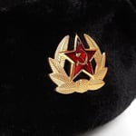 Rysk Ushanka Badge Bomber Hat Pilot Hat Vintermössa med Öronlappar Vinter Varm Mössa