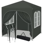 WOLTU Tonnelle de Jardin 2x2m, Pergola Pliante, Barnum avec 4 Parois Latérales, Hauteur Réglable, Gazebo Imperméable, Anti-UV, Gris