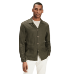 John Henric Dark Green Linen Overshirt Grön