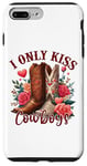 Coque pour iPhone 7 Plus/8 Plus I Only Kiss Cowboys Tee Bottes de cowboy western Saint-Valentin