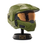 Halo Master Chief Deluxe Helmet with Stand - LED Lights on Each Side - Battle Damaged Paint - One Size Fits Most - Build your Universe