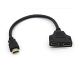 Adaptateur 2 ports Cable HDMI pour Television TCL TV Console Gold 3D FULL HD 4K Ecran 1080p Rallonge (NOIR)