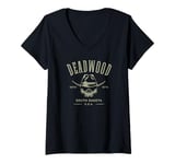 Womens Deadwood South Dakota USA Skull Design V-Neck T-Shirt