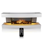 Classic Fire Montreal 2000W Electric Fireplace with Heater and Fireplace Decorative LED Fireplace with Adjustable Thermostat with Remote Control 120 x 30 x 45.7 cm White