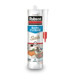 Rubson Mastic Bain & Cuisine Couleur Sable, Joint silicone multi-matériaux renforcé en antifongiques, mastic sanitaire coloré, souple & étanche, 280 ml