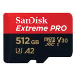 SanDisk MicroSDXC Extreme Pro 512GB 200MB/s A2 C10 V30 UHS-I