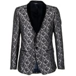 DOLCE & GABBANA Shiny Lurex Velvet Tuxedo Blazer Jacket GOLD Blue Silver 09748