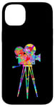 Coque pour iPhone 14 Plus Caméra vidéo Arc-en-ciel Art Splatter Film Lover Design