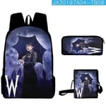 Tredelad uppsättning Wednesday Addams Adams Wednesday Duffel Bag Backpack Set Skolväska Satchel Pennfodral Barnleksaker Gåvor 3PC-2