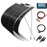 200W 12v Système solaire kit 2pcs 100w Panneau Solaire flexible Monocristallin Module 20A USB Contrôleur Câble pour bateau RV camping car voiture (200W Kit de panneaux solaires)