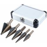 5pcs Step Drill Bits Titanium Taper Stepped Power Tool Avec Box Box