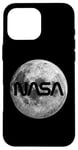 iPhone 16 Pro Max Retro NASA Worm Logo Full Moon Space Graphic Apollo Artemis Case