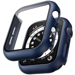 TAURI 2 Pièces PC Coque Compatible avec Apple Watch Série 6 5 4 SE 40mm, Protection écran Ultra Mince [Sensible au Toucher] Film de Protection PC Dur écran en Verre trempé iWatch 40mm-Bleu