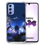 Cokitec Coque Renforcée en Verre Trempé pour Samsung Galaxy A34 5G Manga SAO Sword Art Online Epee