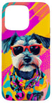 Coque pour iPhone 15 Pro Max Figurine schnauzer miniature tendance et colorée Pop Art