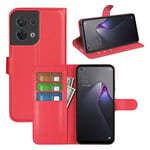 Oppo Reno8 5G Pu Wallet Case [Red]