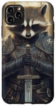 Coque pour iPhone 11 Pro Max Carte de tarot raton laveur médiéval Fantasy Knight Battle