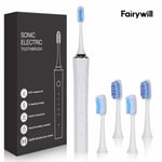 Fairywil Sonic Electric Toothbrush Rechargeable Tongue Cleaner 4 Heads 5 Modes