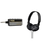Vox amPlug2AP2-CR Guitar Headphone Amplifier - Classic Rock & Sony MDR-ZX110 Overhead Headphones - Black, BASIC