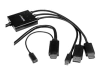 Startech.Com 2M 6 Ft Hdmi, Displayport Or Mini Displayport To Hdmi Converter Cable - Hdmi, Dp Or Mini Dp To Hdmi Adapter Cable (Dpmdphd2hd) - Video Adapter - Hdmi, Displayport, Mini Displayport Hann Til Hdmi, Micro-Usb Type B (Kun Strøm) - 2 M - Sva