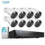 Reolink 12MP Kit Vidéo Surveillance 16CH 4To NVR + Caméra IP extérieur PoE Détection de Personne/Véhicule Vision Nocturne en Couleur