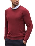 COOFANDY Pull tricoté Basique pour Homme avec col Rond Coupe ajustée Pull d'hiver en Maille Fine Vin Rouge XL