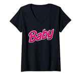 Womens Pink Baby Design For Cute BDSM DDLG ABDL Diaper Lover V-Neck T-Shirt