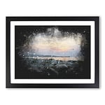 A Pebble Beach Paint Splash Modern Art Framed Wall Art Print, Ready to Hang Picture for Living Room Bedroom Home Office Décor, Black A4 (34 x 25 cm)