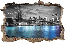 pixxp Rint 3D WD 5283 92 x 62 Horizon de New York Le Soir percée 3D Sticker Mural Mural en Vinyle, Noir/Blanc, 92 x 62 x 0,02 cm