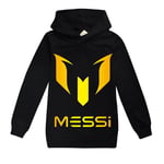 Messi Hoodie Fotbollsstjärna Flickkläder Barnmode Pojkar Messi Hoodie Svart Svart Black 130 cm