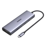 Ugreen USB-C-adapter til 3x USB-A 3.0 / HDMI / VGA / RJ45 / SD / TF / USB-C PD - Grå