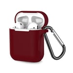 Full Body Airpod Case for Airpod 2/1, Colorful Airpods Cover Design, Airpod Case with Keychain for Girls and Boys, Fashion Silicone Protective Case for Airpods 2&1, Red Wine